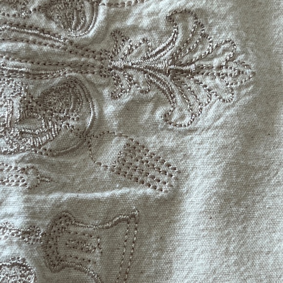 Vintage Linen Embroidered Laundry Bag Drawstring Travel Ivory 24 x 15 French - Picture 8 of 10